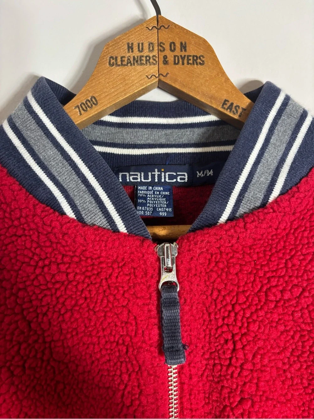 Vintage Nautica Deep Pile Fleece Jacket Varsity 90s Medium